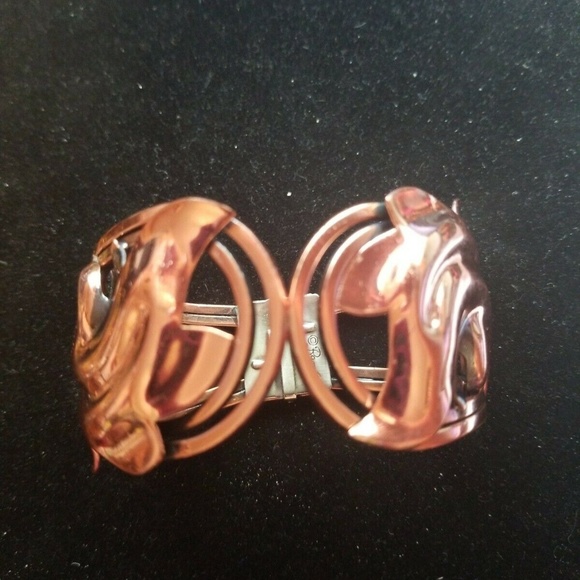 Vintage Signed Renoir COPPER HINGED BRACELET LEAF - Picture 1 of 4